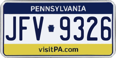 PA license plate JFV9326