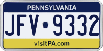 PA license plate JFV9332