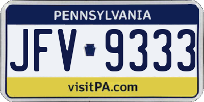 PA license plate JFV9333