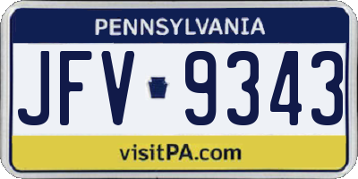 PA license plate JFV9343