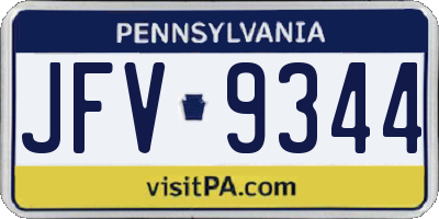PA license plate JFV9344