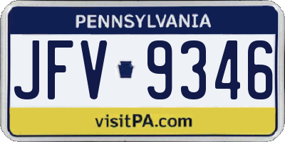 PA license plate JFV9346