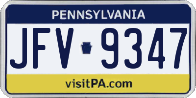 PA license plate JFV9347
