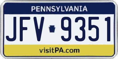 PA license plate JFV9351