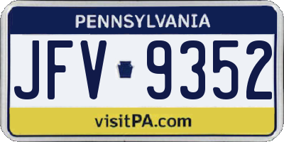PA license plate JFV9352