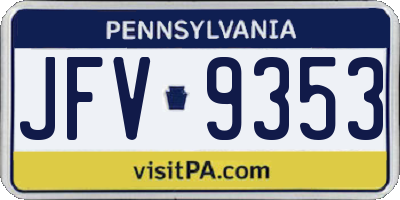 PA license plate JFV9353