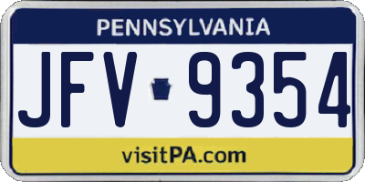 PA license plate JFV9354