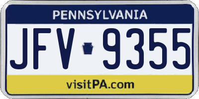 PA license plate JFV9355