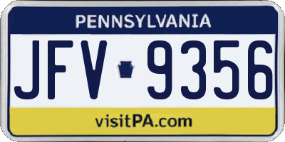 PA license plate JFV9356