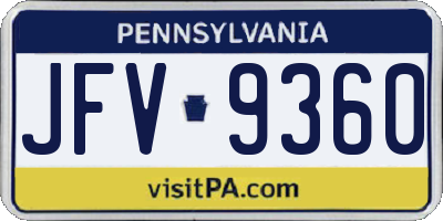 PA license plate JFV9360
