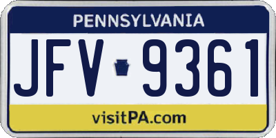 PA license plate JFV9361