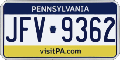 PA license plate JFV9362