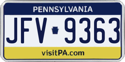 PA license plate JFV9363
