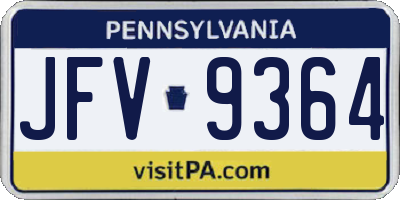 PA license plate JFV9364