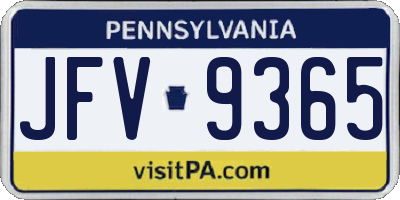 PA license plate JFV9365