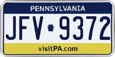 PA license plate JFV9372
