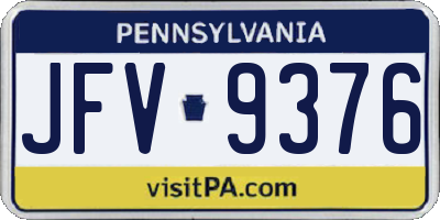 PA license plate JFV9376