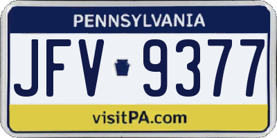 PA license plate JFV9377