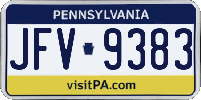 PA license plate JFV9383