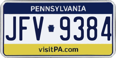 PA license plate JFV9384