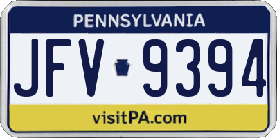 PA license plate JFV9394