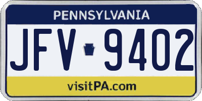 PA license plate JFV9402