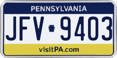 PA license plate JFV9403