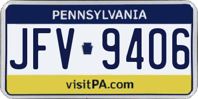 PA license plate JFV9406