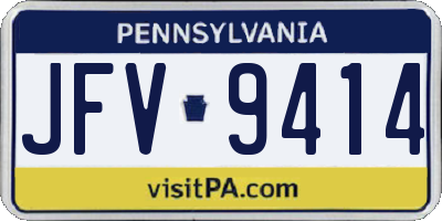 PA license plate JFV9414
