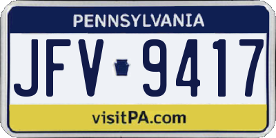 PA license plate JFV9417