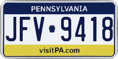 PA license plate JFV9418