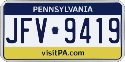 PA license plate JFV9419