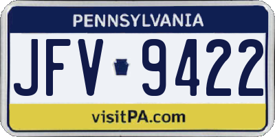 PA license plate JFV9422