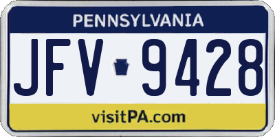 PA license plate JFV9428