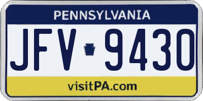 PA license plate JFV9430