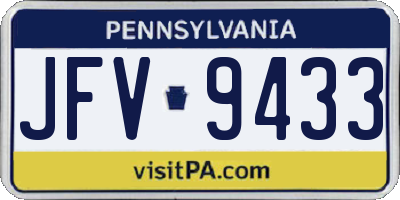 PA license plate JFV9433