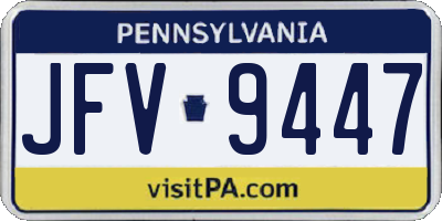 PA license plate JFV9447