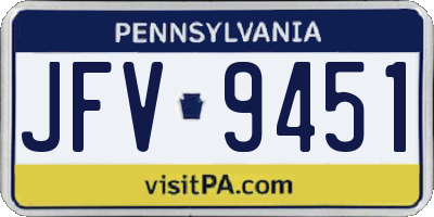 PA license plate JFV9451