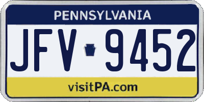PA license plate JFV9452