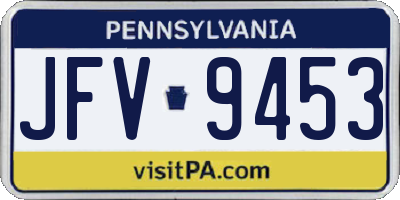 PA license plate JFV9453