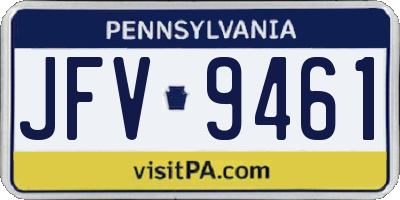 PA license plate JFV9461