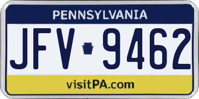PA license plate JFV9462