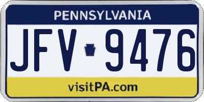 PA license plate JFV9476