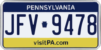 PA license plate JFV9478