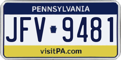 PA license plate JFV9481