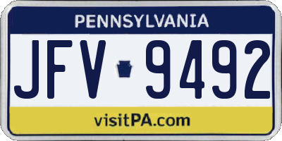 PA license plate JFV9492