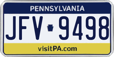 PA license plate JFV9498