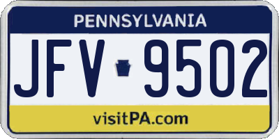 PA license plate JFV9502