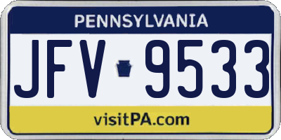 PA license plate JFV9533
