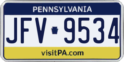 PA license plate JFV9534